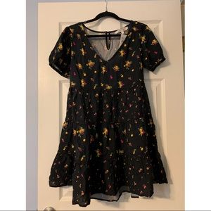 Black floral babydoll dress